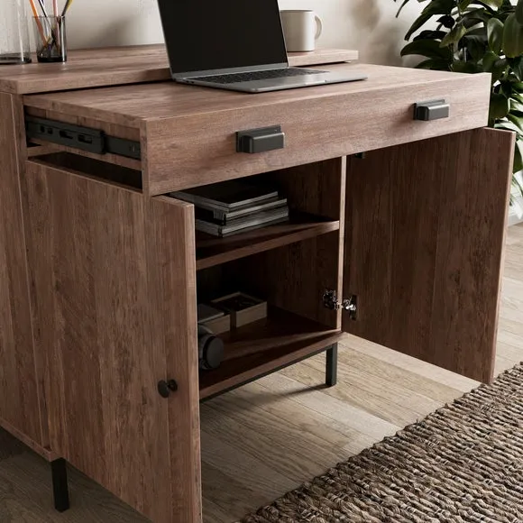Hideaway Desk with Storage - Dark Wood Effect