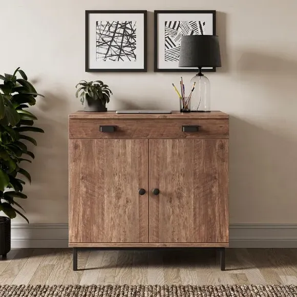 Hideaway Desk with Storage - Dark Wood Effect image