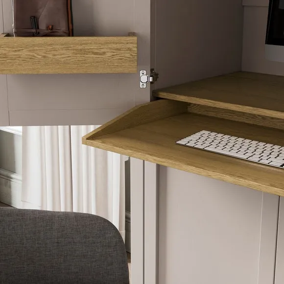 Hideaway Desk with Storage - Stone, Wood Effect