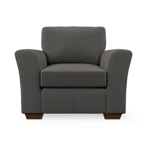High Back Armchair with Flared Arms - Charcoal