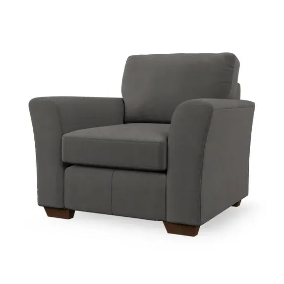 High Back Armchair with Flared Arms - Charcoal