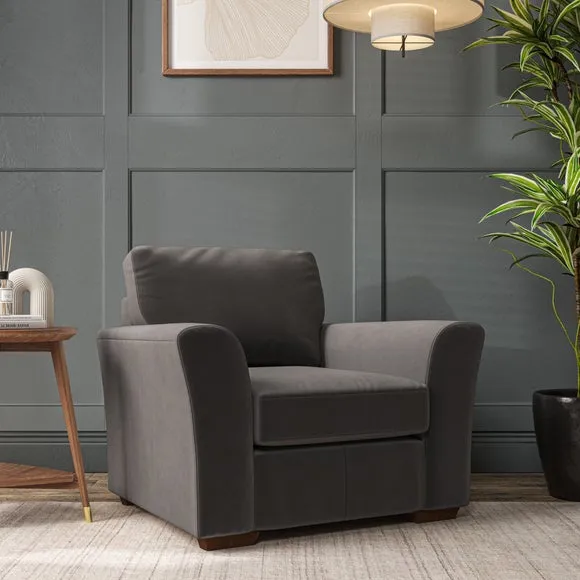 High Back Armchair with Flared Arms - Charcoal image