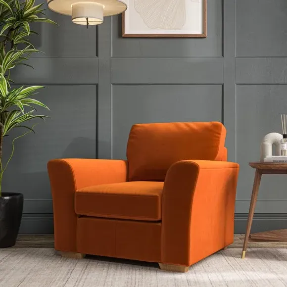 High Back Armchair with Flared Arms - Ginger
