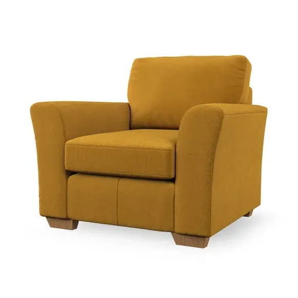 High Back Armchair with Flared Arms - Gold