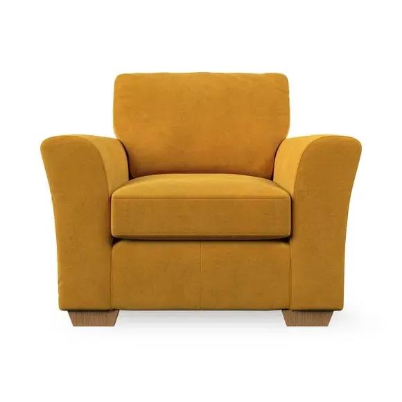 High Back Armchair with Flared Arms - Gold