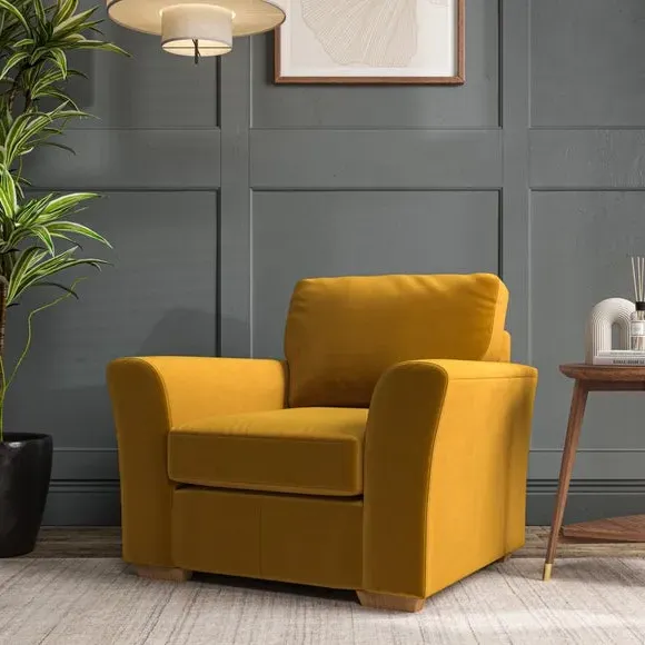 High Back Armchair with Flared Arms - Gold