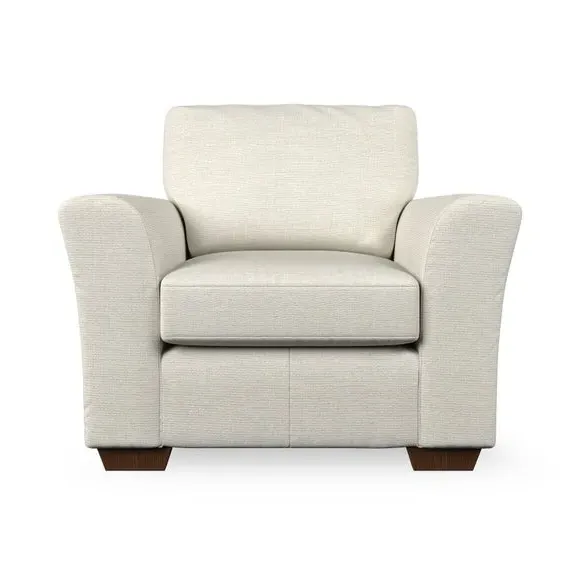 High Back Armchair with Flared Arms - Ivory