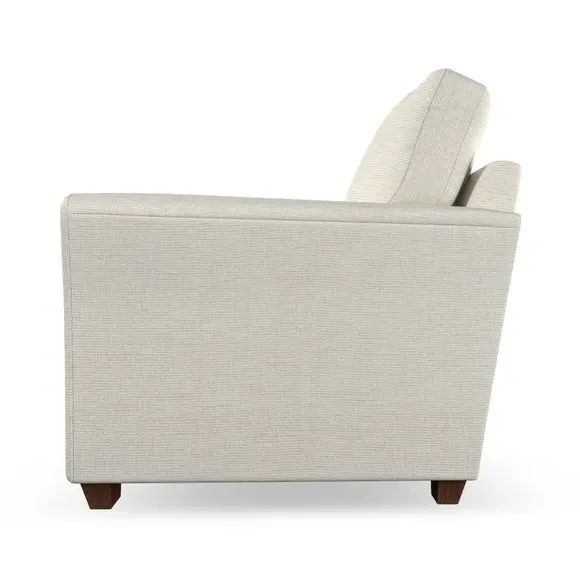 High Back Armchair with Flared Arms - Ivory