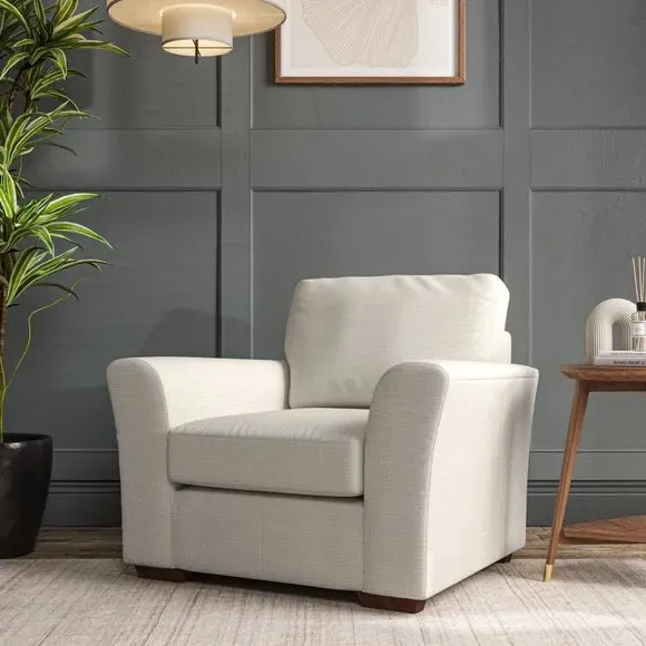 High Back Armchair with Flared Arms - Ivory