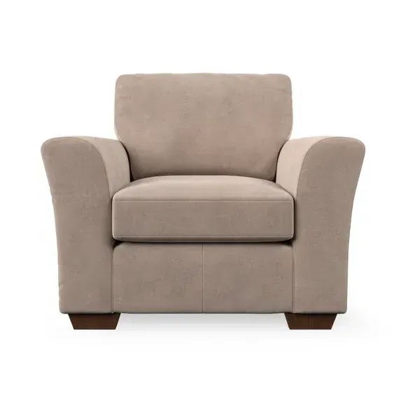 High Back Armchair with Flared Arms - Natural