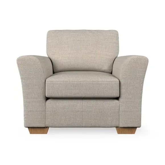 High Back Armchair with Flared Arms - Natural