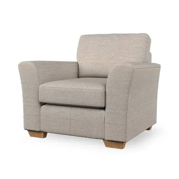 High Back Armchair with Flared Arms - Natural