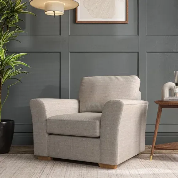 High Back Armchair with Flared Arms - Natural
