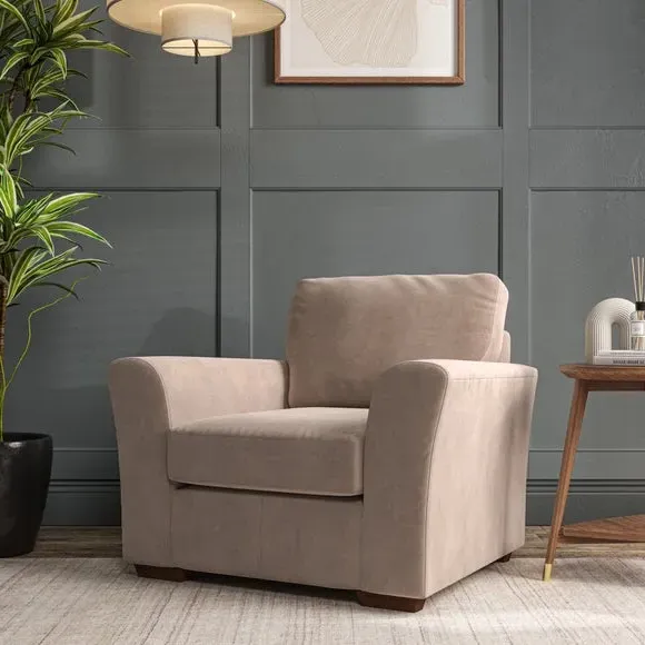 High Back Armchair with Flared Arms - Natural