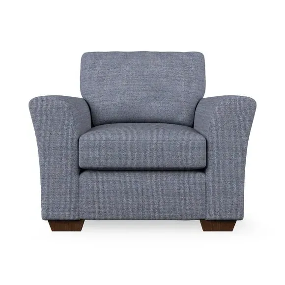 High Back Armchair with Flared Arms - Navy