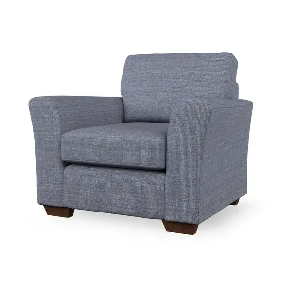High Back Armchair with Flared Arms - Navy