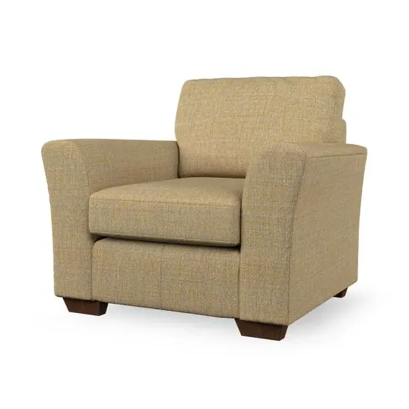 High Back Armchair with Flared Arms - Ochre