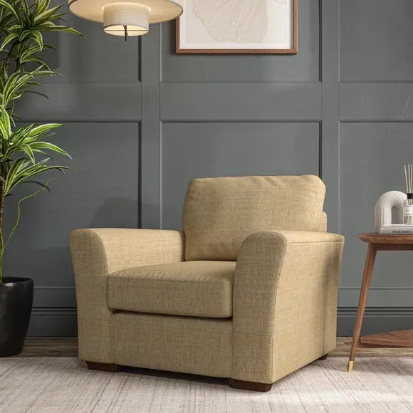 High Back Armchair with Flared Arms - Ochre