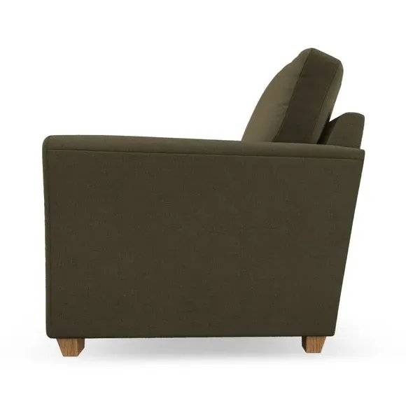 High Back Armchair with Flared Arms - Olive