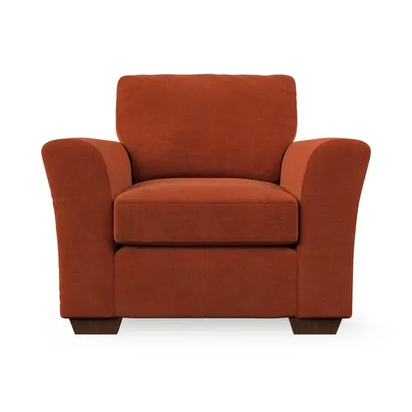 High Back Armchair with Flared Arms - Orange