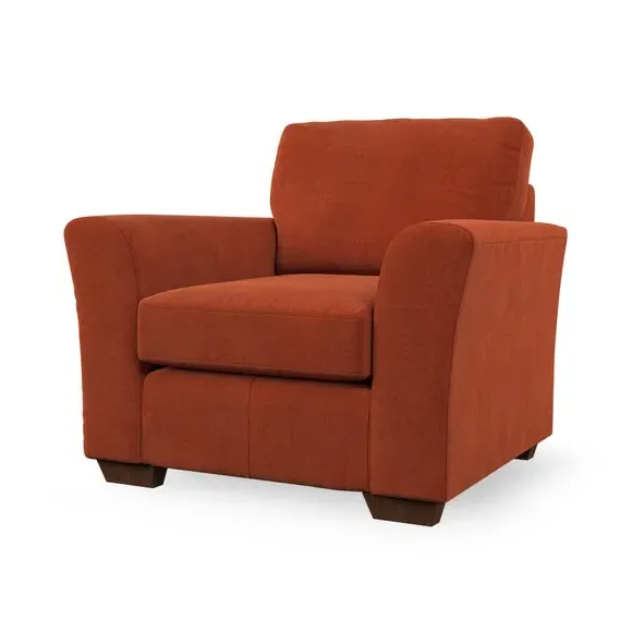 High Back Armchair with Flared Arms - Orange
