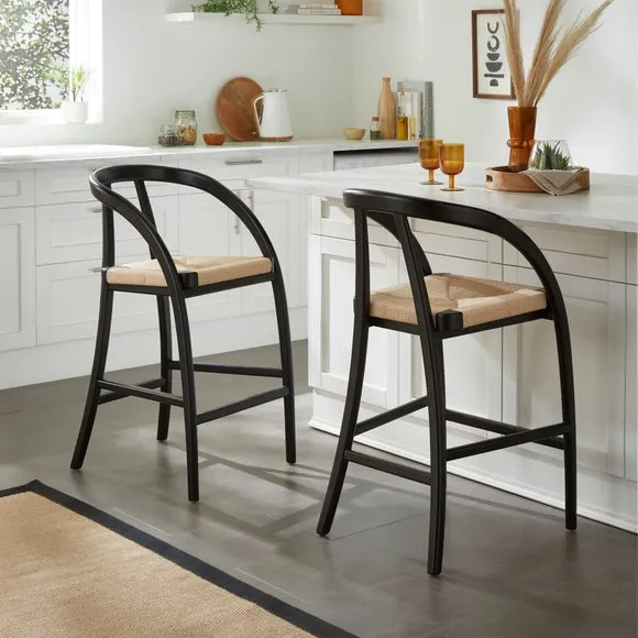 High-Back Bar Stool - Black Oak, Beech