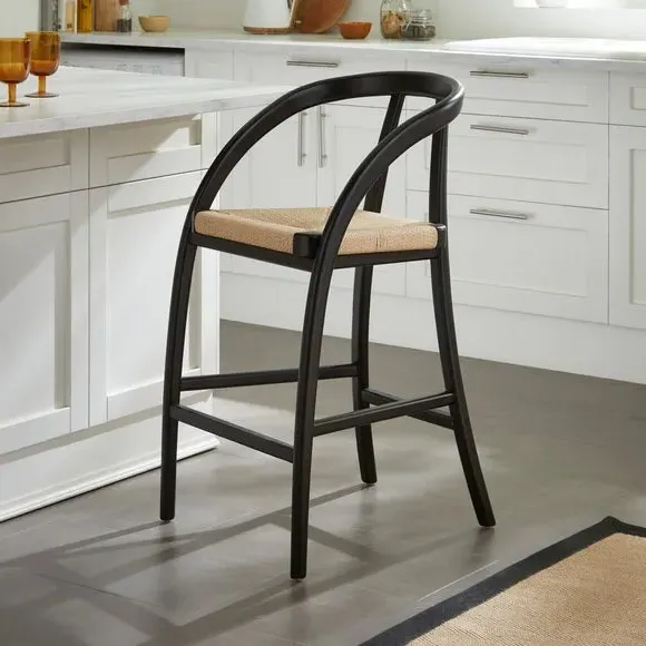 High-Back Bar Stool - Black Oak, Beech image