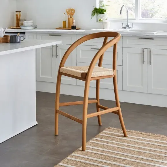 High-Back Bar Stool - Dark Oak, Beech