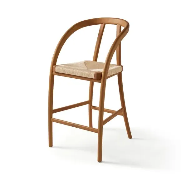 High-Back Bar Stool - Dark Oak, Beech