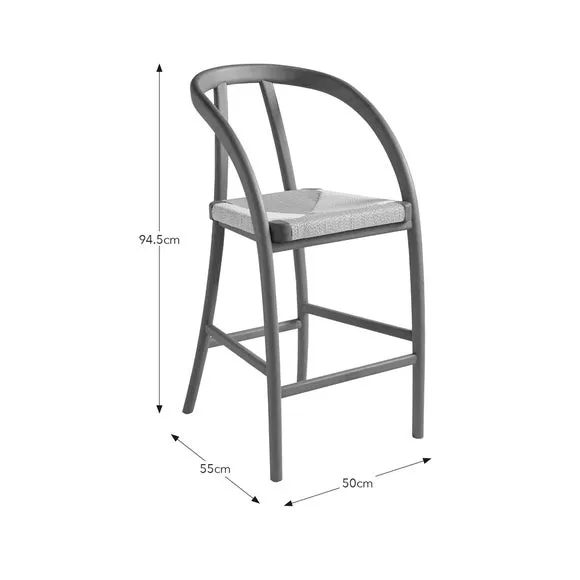 High-Back Bar Stool - Dark Oak, Beech
