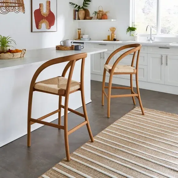 High-Back Bar Stool - Dark Oak, Beech