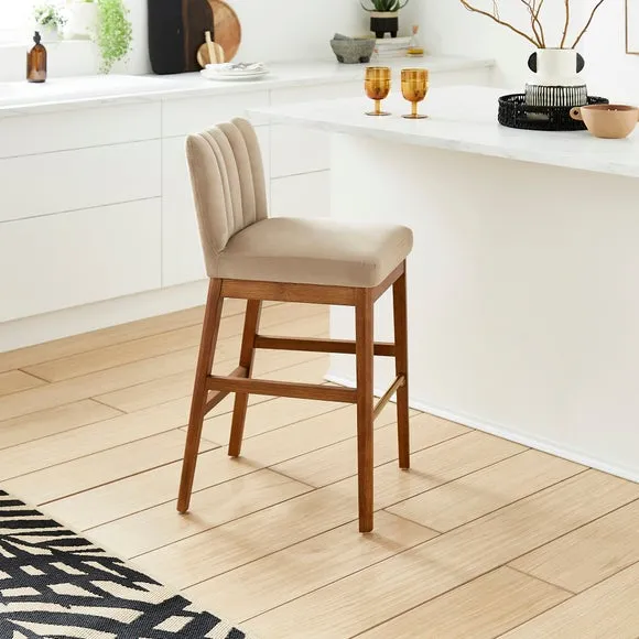 High Back Bar Stool - Mink, Velvet image