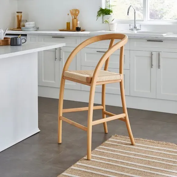 High-Back Bar Stool - Oak, Beech
