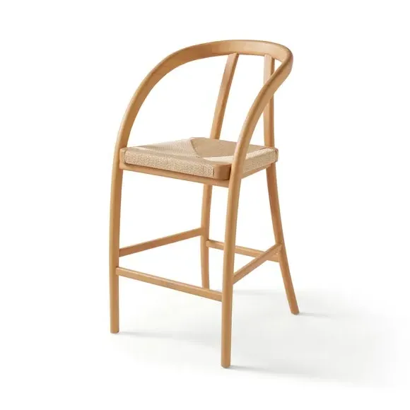 High-Back Bar Stool - Oak, Beech