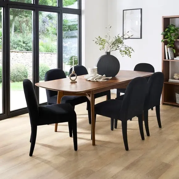 High Back Dining Chair - Black, Velvet