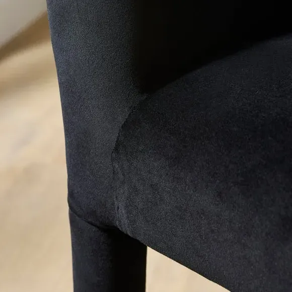 High Back Dining Chair - Black, Velvet