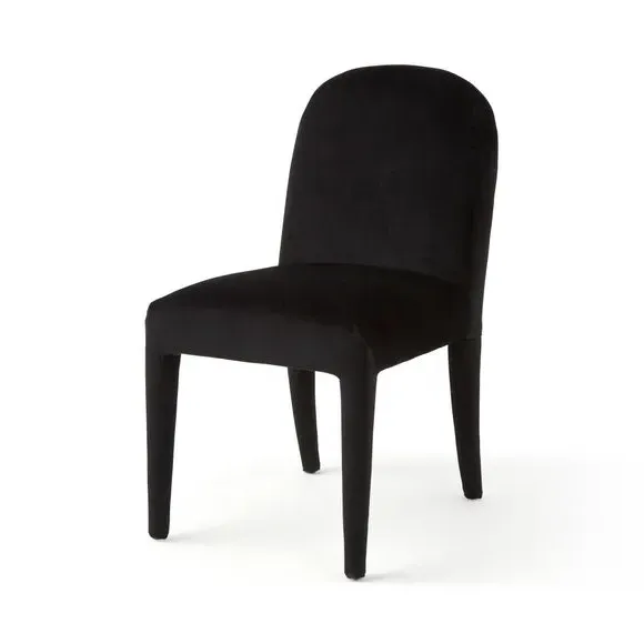 High Back Dining Chair - Black, Velvet