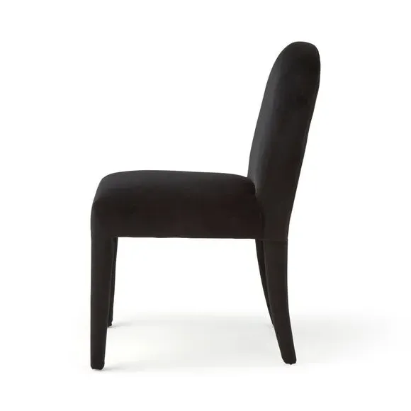 High Back Dining Chair - Black, Velvet