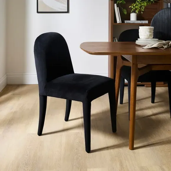 High Back Dining Chair - Black, Velvet image