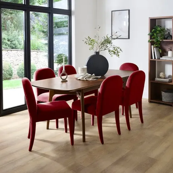 High Back Dining Chair - Burgundy, Velvet