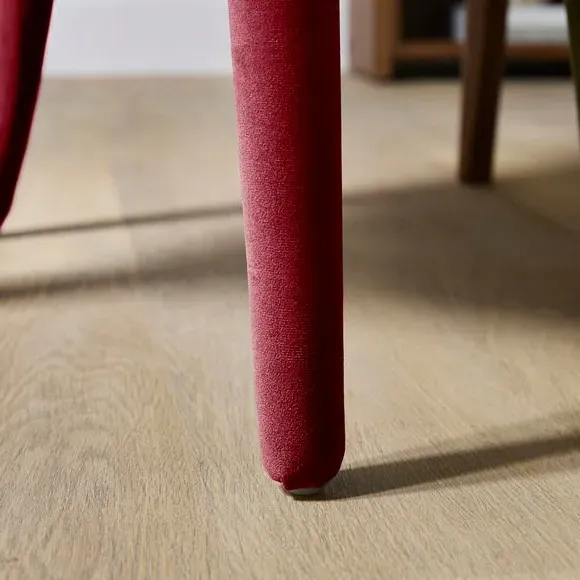 High Back Dining Chair - Burgundy, Velvet