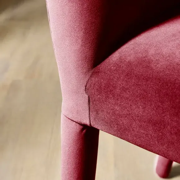High Back Dining Chair - Burgundy, Velvet