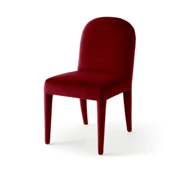 High Back Dining Chair - Burgundy, Velvet