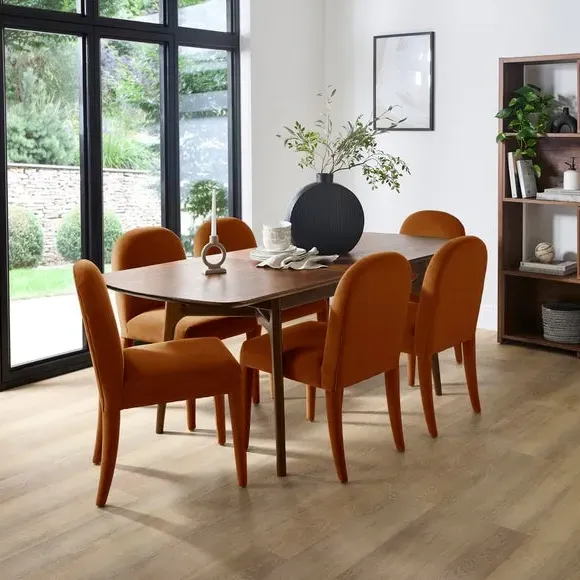 High Back Dining Chair - Caramel, Velvet