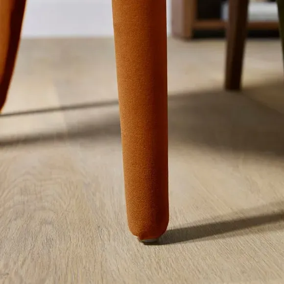High Back Dining Chair - Caramel, Velvet