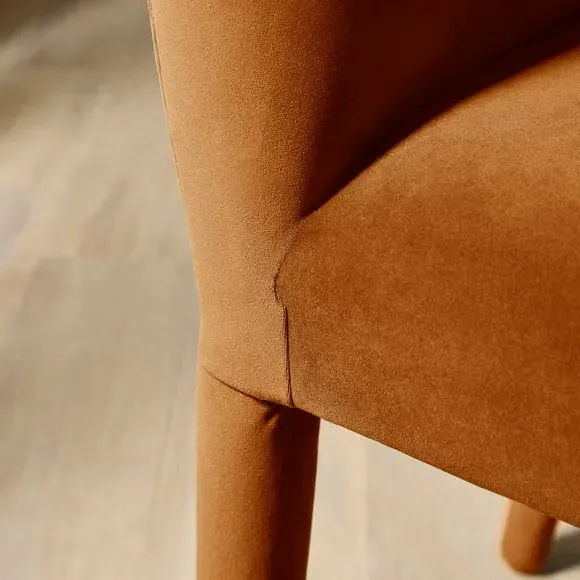 High Back Dining Chair - Caramel, Velvet