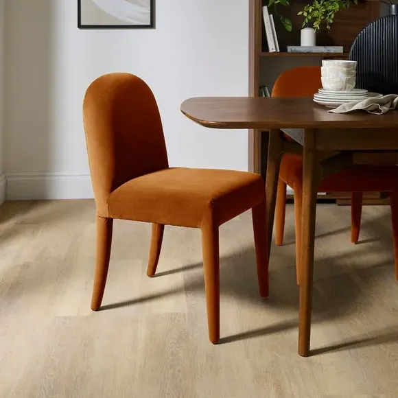 High Back Dining Chair - Caramel, Velvet