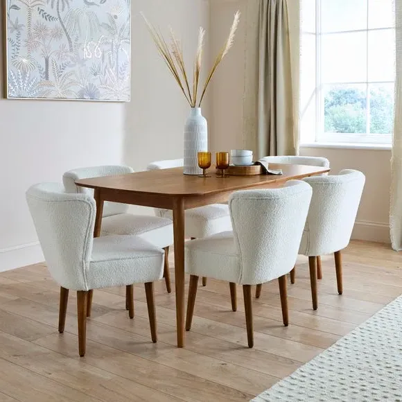 High Back Dining Chair - Ivory, Boucle