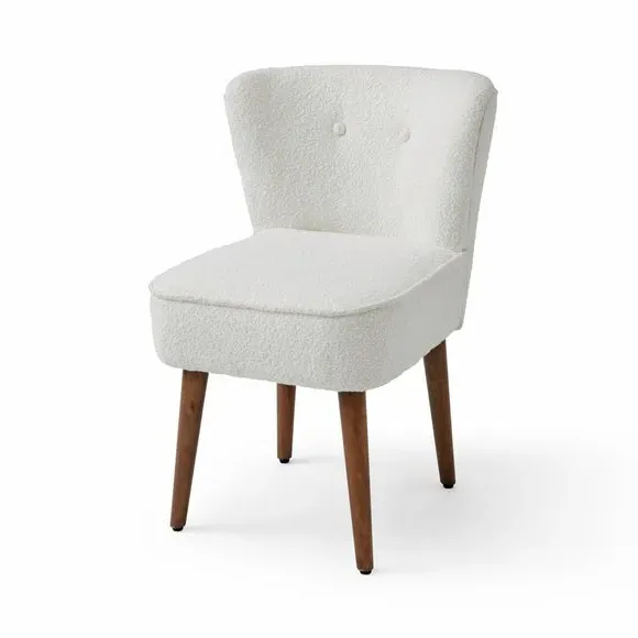 High Back Dining Chair - Ivory, Boucle