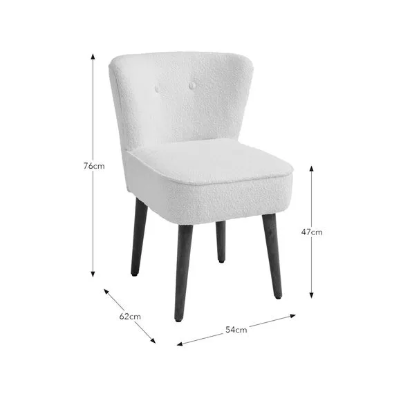 High Back Dining Chair - Ivory, Boucle